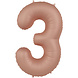 Folat Foil Balloon Number 3 Vintage Rose | 86cm