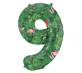Folat Folie Ballon Cijfer 9 Jungle Vibe | 86cm Folat Folie Ballon Cijfer 9 Jungle Vibe | 86cm