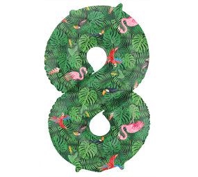 Folat Folie Ballon Cijfer 8 Jungle Vibe | 86cm Folat Folie Ballon Cijfer 8 Jungle Vibe | 86cm