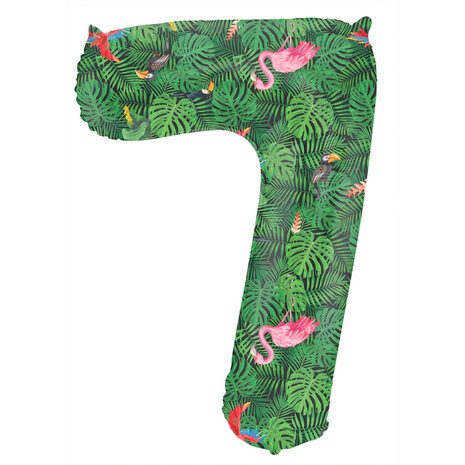 Folat Folienballon Nummer 7 Dschungel-Flair | 86 cm