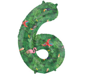 Folat Ballon métallisé numéro 6 Jungle Vibe | 86 cm
