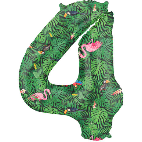 Folat Folie Ballon Cijfer 4 Jungle Vibe | 86cm Folat Folie Ballon Cijfer 4 Jungle Vibe | 86cm