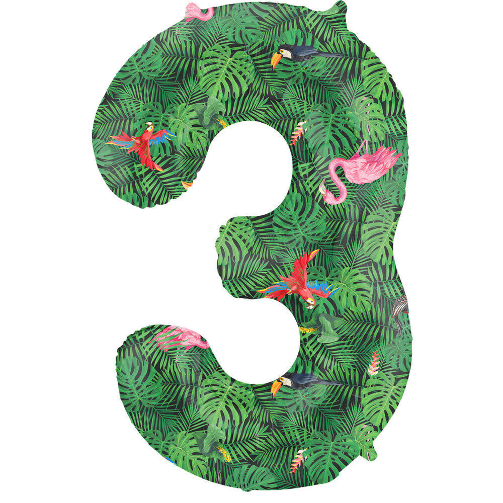 Folat Ballon en aluminium chiffre 3 Jungle Vibe | 86 cm