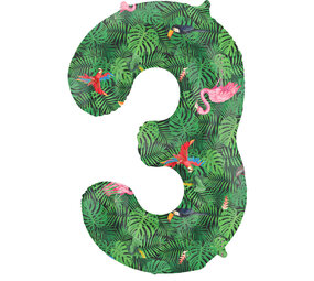 Folat Folie Ballon Cijfer 3 Jungle Vibe | 86cm Folat Folie Ballon Cijfer 3 Jungle Vibe | 86cm