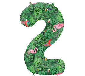 Folat Folie Ballon Cijfer 2 Jungle Vibe | 86cm Folat Folie Ballon Cijfer 2 Jungle Vibe | 86cm