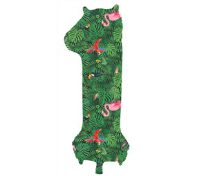 Folat Folie Ballon Cijfer 1 Jungle Vibe | 86cm Folat Folie Ballon Cijfer 1 Jungle Vibe | 86cm