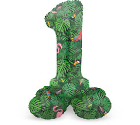 Folat Ballon chiffre 1 sur pied, ambiance jungle | 72 cm