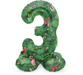 Folat Cijfer Ballon 3 Staand Jungle Vibe | 72cm Folat Cijfer Ballon 3 Staand Jungle Vibe | 72cm