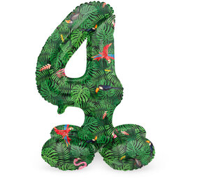 Folat Ballon chiffre 4 sur pied, ambiance jungle | 72 cm