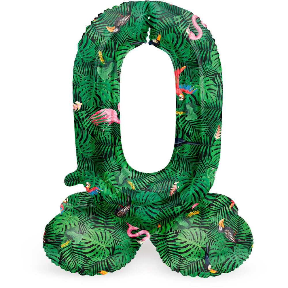 Folat Ballon chiffre 0, style jungle, sur pied | 72 cm