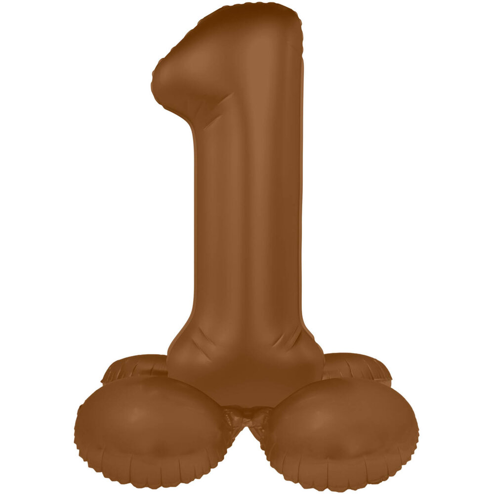 Folat Ballon chiffre 1 sur pied, marron chocolat | 72 cm