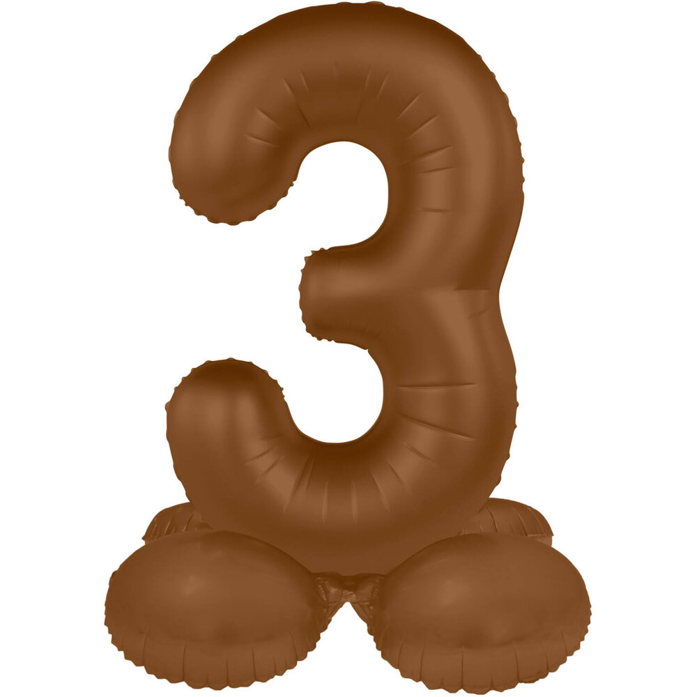 Folat Ballon chiffre 3 sur pied, marron chocolat | 72 cm