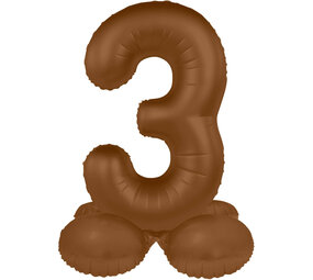 Folat Ballon chiffre 3 sur pied, marron chocolat | 72 cm