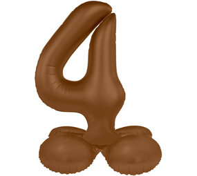 Folat Cijfer Ballon 4 Staand Chocolade Bruin | 72cm Folat Cijfer Ballon 4 Staand Chocolade Bruin | 72cm