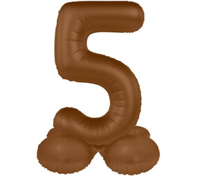 Folat Ballon chiffre 5 sur pied, marron chocolat | 72 cm
