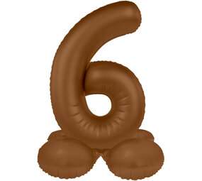 Folat Ballon chiffre 6 sur pied, marron chocolat | 72 cm