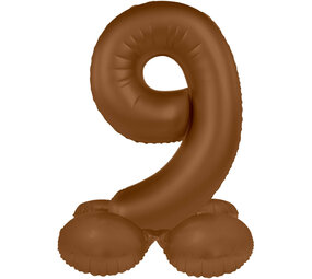 Folat Number Balloon 9 Standing Chocolate Brown | 72cm