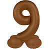 Folat Cijfer Ballon 9 Staand Chocolade Bruin | 72cm