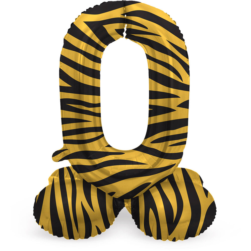 Folat Zahlenballon 0, stehend, Tigerprint | 72 cm