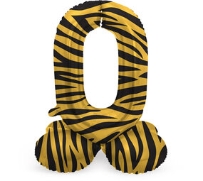 Folat Zahlenballon 0, stehend, Tigerprint | 72 cm