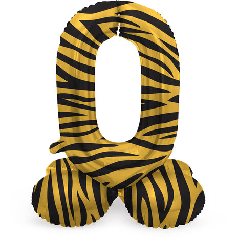 Folat Zahlenballon 0, stehend, Tigerprint | 72 cm