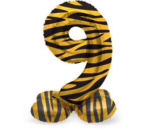 Folat Ballon chiffre 9, motif tigre debout | 72 cm