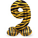 Folat Number Balloon 9 Standing Tiger Print | 72cm