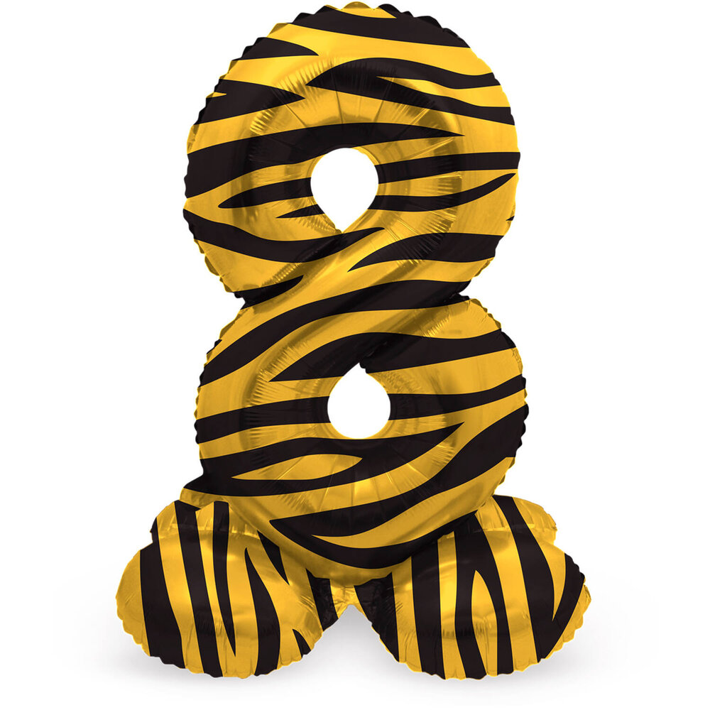 Folat Ballon chiffre 8, motif tigre debout | 72 cm