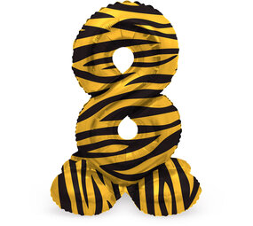 Folat Ballon chiffre 8, motif tigre debout | 72 cm