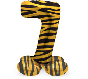 Folat Zahlenballon 7, stehend, Tigerprint | 72 cm