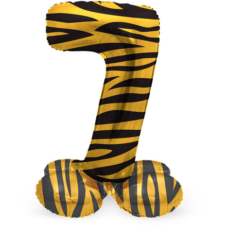 Folat Number Balloon 7 Standing Tiger Print | 72cm