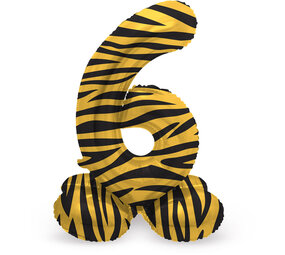 Folat Ballon chiffre 6, motif tigre debout | 72 cm