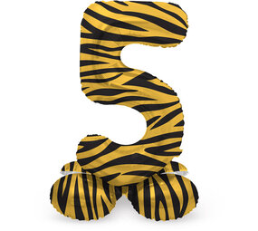 Folat Cijfer Ballon 5 Staand Tijger Print | 72cm