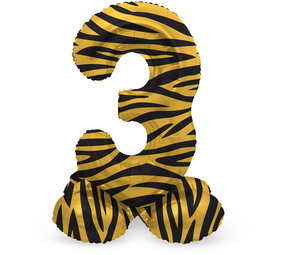 Folat Number Balloon 3 Standing Tiger Print | 72cm
