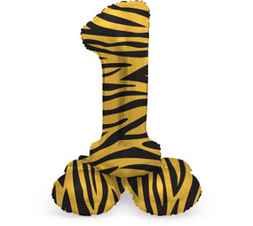 Folat Number Balloon 1 Standing Tiger Print | 72cm