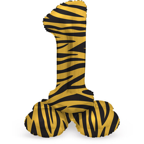 Folat Ballon chiffre 1, motif tigre debout | 72 cm