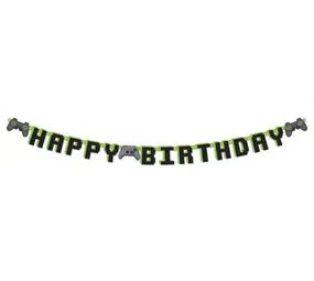 WeFiesta Guirlande de lettres « Joyeux anniversaire » sur le thème des jeux vidéo, 160 cm | à l’unité