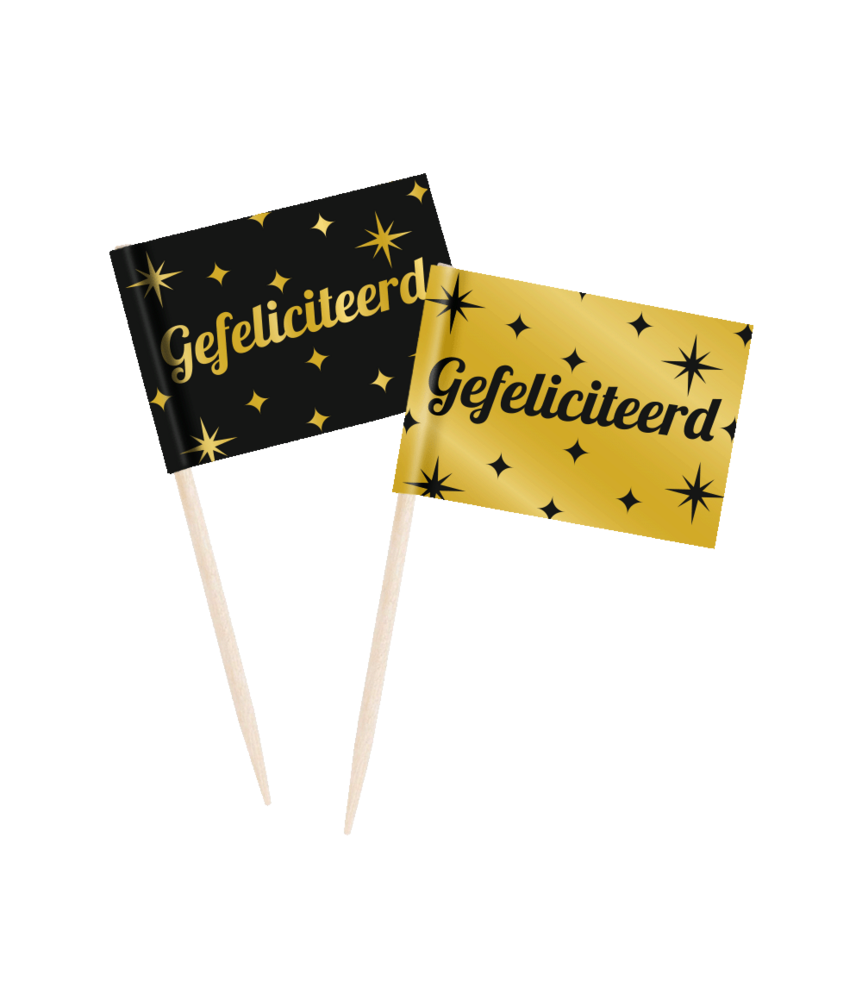 Paper Dreams Cocktail Prikkers Gefeliciteerd Classy 6,5cm | 50 stuks Paper Dreams Cocktail Prikkers Gefeliciteerd Classy 6,5cm | 50 stuks