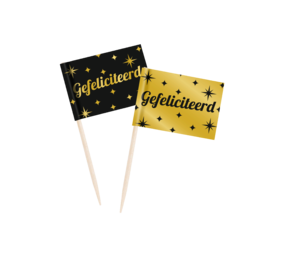 Paper Dreams Cocktail Prikkers Gefeliciteerd Classy 6,5cm | 50 stuks