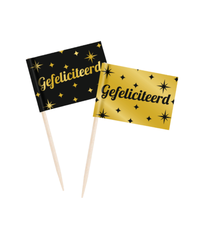 Paper Dreams Cocktail Prikkers Gefeliciteerd Classy 6,5cm | 50 stuks Paper Dreams Cocktail Prikkers Gefeliciteerd Classy 6,5cm | 50 stuks