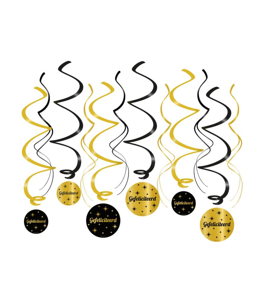 Paper Dreams Hangdecoratie Swirls Gefeliciteerd Classy 70x14cm | 12 stuks Paper Dreams Hangdecoratie Swirls Gefeliciteerd Classy 70x14cm | 12 stuks