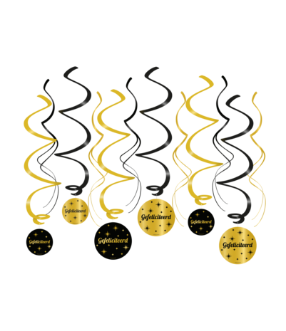 Paper Dreams Hangdecoratie Swirls Gefeliciteerd Classy 70x14cm | 12 stuks Paper Dreams Hangdecoratie Swirls Gefeliciteerd Classy 70x14cm | 12 stuks