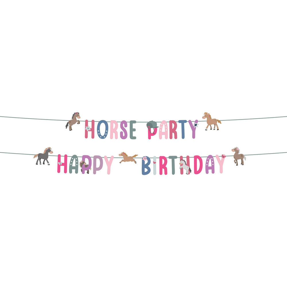 Folat Guirlande de lettres « Joyeux anniversaire » avec chevaux joyeux, 1,5 m | 2 pièces