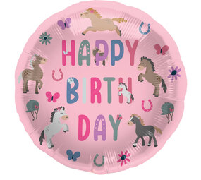 Folat Happy Horses Happy Birthday Folie Ballon 45cm | per stuk Folat Happy Horses Happy Birthday Folie Ballon 45cm | per stuk