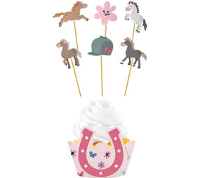 Folat Happy Horses Cupcake Decoratie Set | 6 stuks Folat Happy Horses Cupcake Decoratie Set | 6 stuks