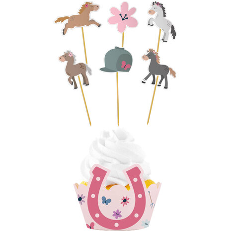 Folat Ensemble de décorations pour cupcakes Chevaux joyeux | 6 pièces