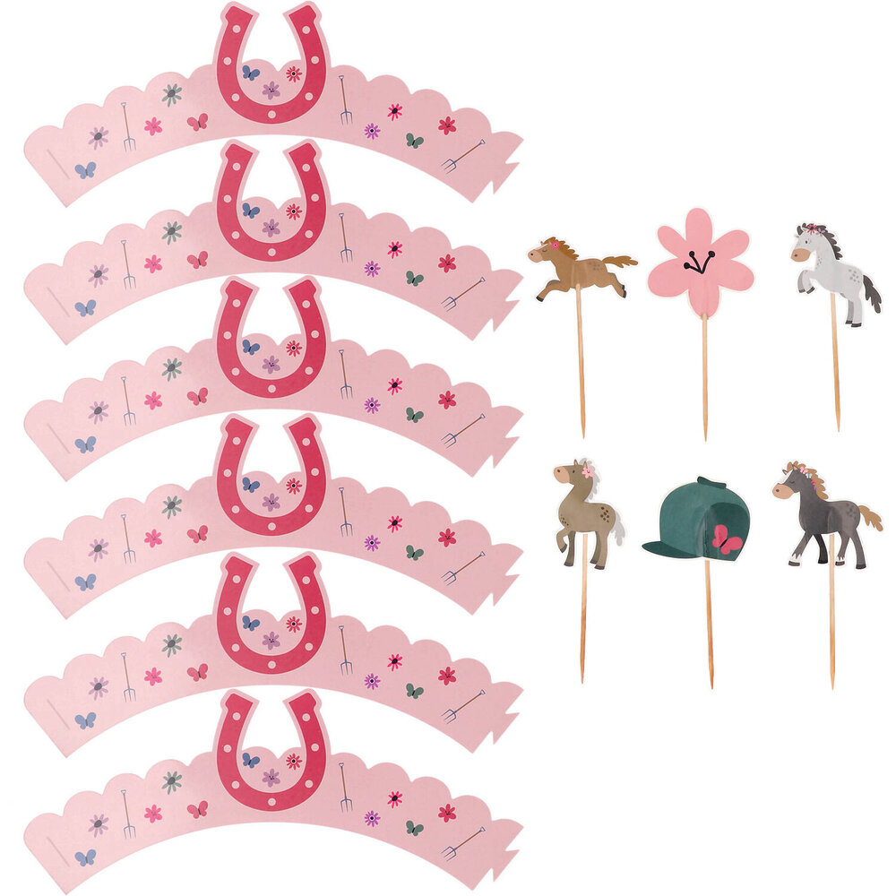 Folat Happy Horses Cupcake Decoratie Set | 6 stuks Folat Happy Horses Cupcake Decoratie Set | 6 stuks