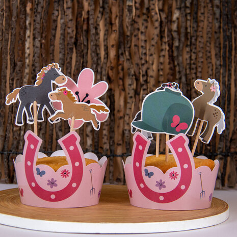Folat Ensemble de décorations pour cupcakes Chevaux joyeux | 6 pièces