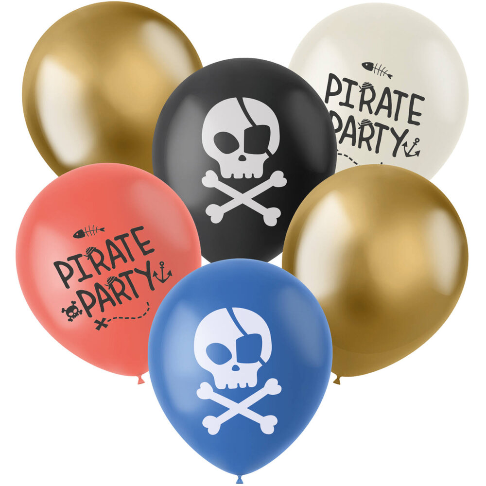 Folat Piratenparty-Luftballons 33 cm | 6 Stück