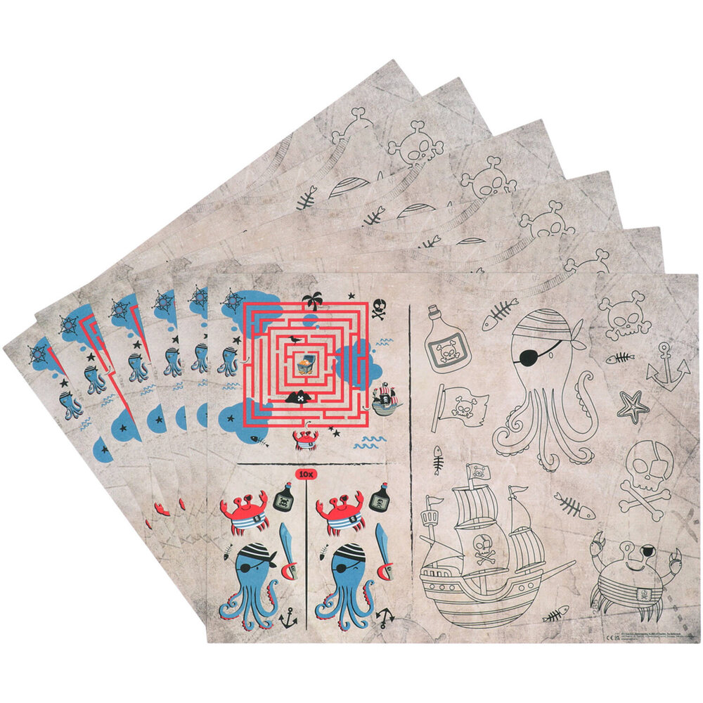 Folat Pirate Party Placemats Coloring Pages | 6 pieces